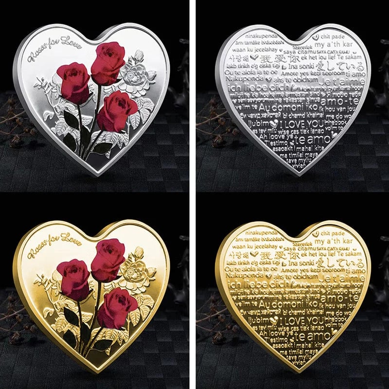 🔥Rabatt zum halben Preis🔥🔥Schöne Herzliebesmünze mit Rosen