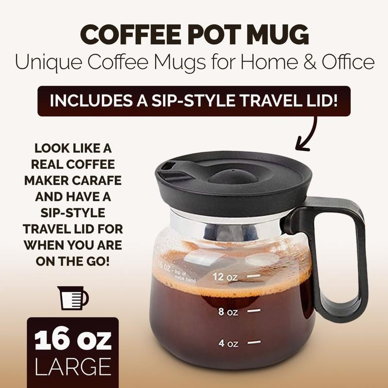 💖☕ 16 Oz Glass Coffee Mug – Coffee Pot Style