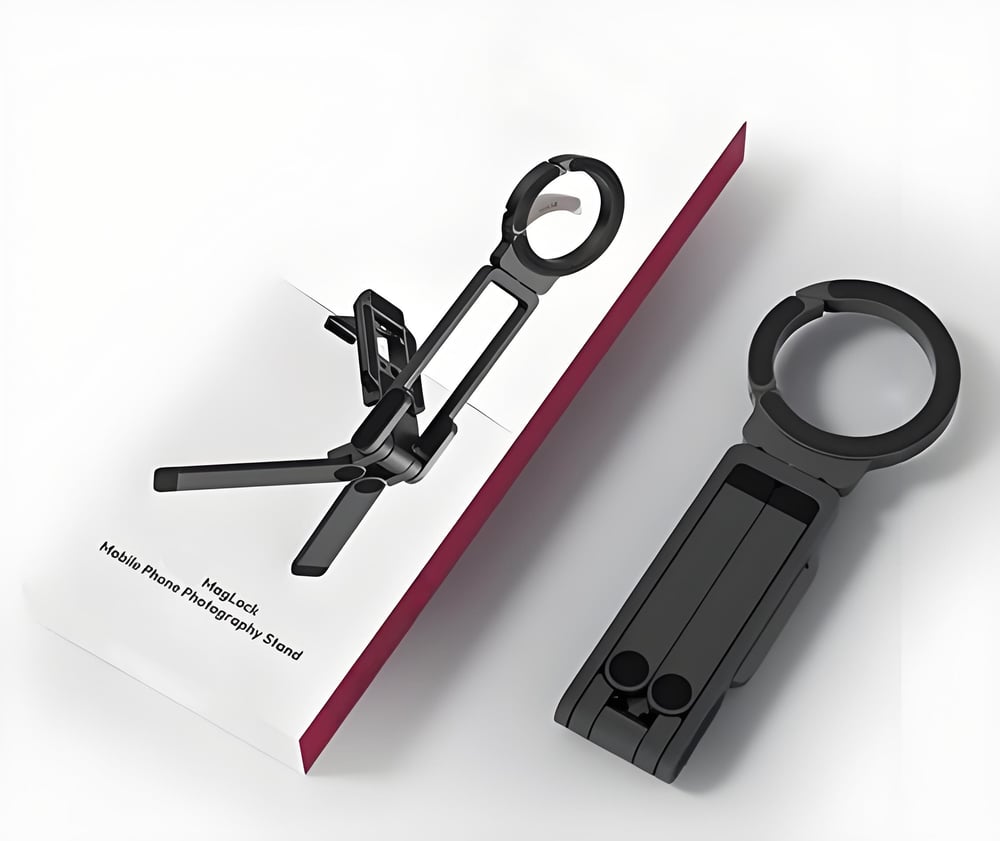 Magnetic Phone Tripod for iPhone, MA38 Portable Phone Holder Mini Tripod for Magsafe with Double-Sided Strong Magnetic 1/4'' Arri Locating Hole Foldable Hook